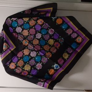 Vintage Women's Black Floral Scarf